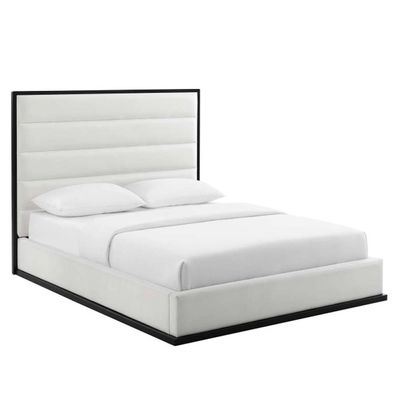 Ashland Faux Leather Platform 200X200 Super King Bed/White