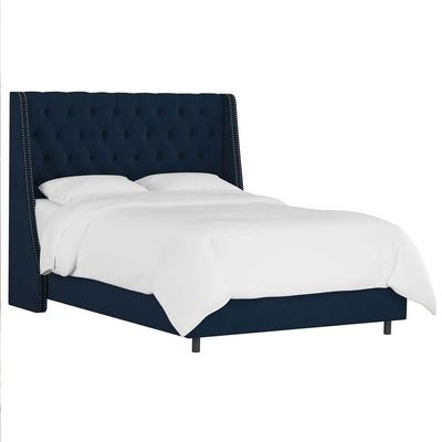 Skyline Wingback 200X200 Super King Bed /Navy Blue