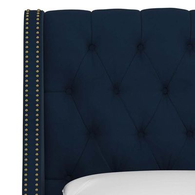 Skyline Wingback 200X200 Super King Bed /Navy Blue