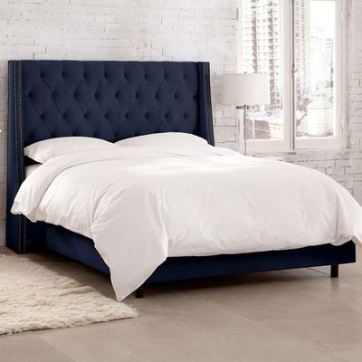 Skyline Wingback 200X200 Super King Bed /Navy Blue