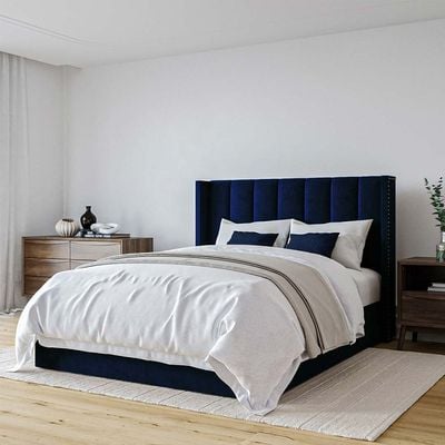 Maddoo Wing Back 200X200 Super King Bed  /Navy Blue