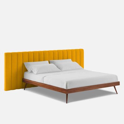 Megane Channel Tufted 200X200 Super King Bed  /Yellow