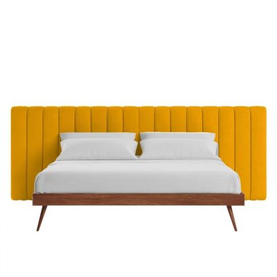 Megane Channel Tufted 200X200 Super King Bed  /Yellow
