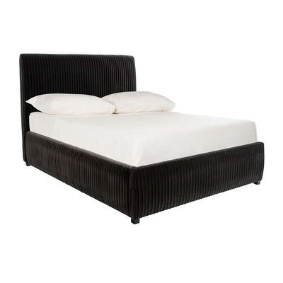 Hazel Pleated Velvet 200X200 Super King Bed /Black