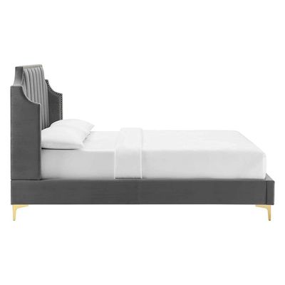 Daniella Channel Tufted 200X200 Super King Bed/Dark Grey