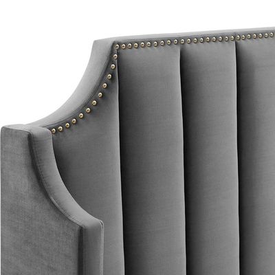 Daniella Channel Tufted 200X200 Super King Bed/Dark Grey