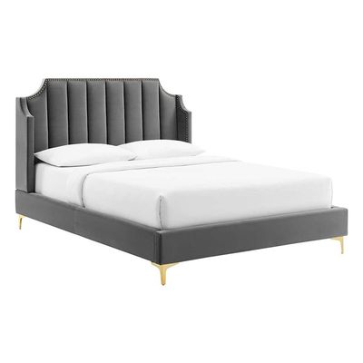 Daniella Channel Tufted 200X200 Super King Bed/Dark Grey