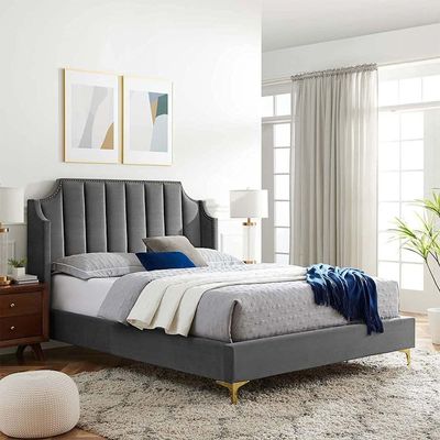 Daniella Channel Tufted 200X200 Super King Bed/Dark Grey