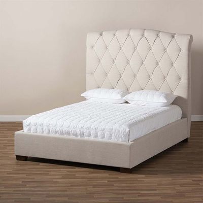 Shannon Upholstered Platform 200X200 Super King Bed  /Beige