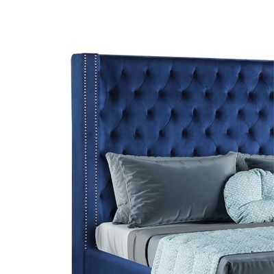 Purkey Upholstered 200X200 Super King Bed  /Navy Blue