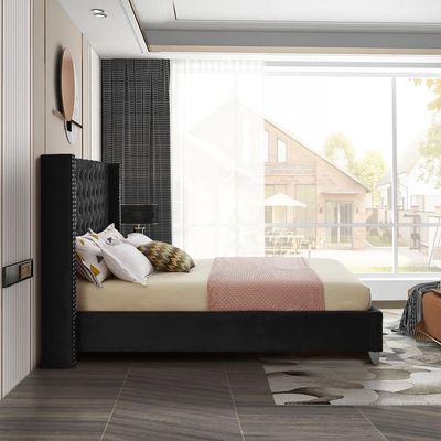 Aiden Velvet 200X200 Super King Bed  /Black