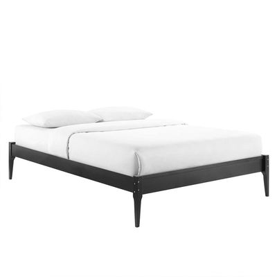 June Wood Platform  Super King Bed Frame 200x200cm in Black-Sleek Low Profile Design |Minimalist Black Wooden Bed Frame-Sturdy Base-Ideal for Bedrooms & Villas