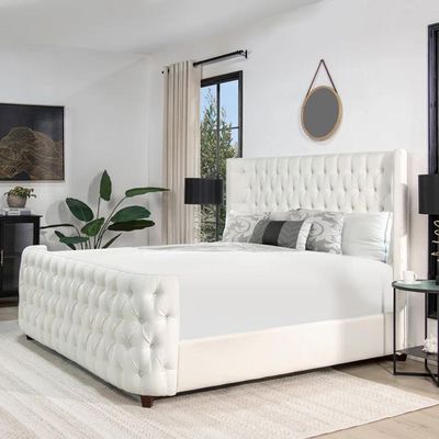 Jennifer Brooklyn Tufted Headboard 200X200 Super King  Bed /White