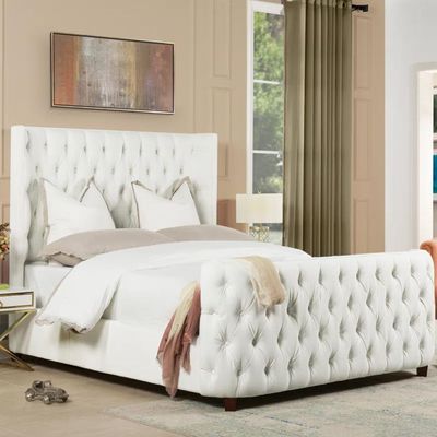 Jennifer Brooklyn Tufted Headboard 200X200 Super King  Bed /White