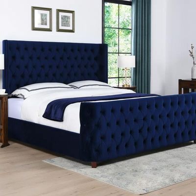 Jennifer Brooklyn Tufted Headboard 200X200 Super King  Bed /Navy Blue