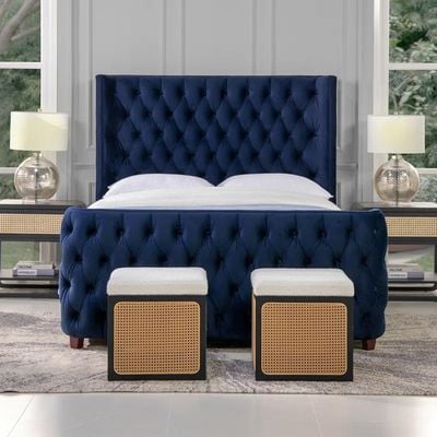 Jennifer Brooklyn Tufted Headboard 200X200 Super King  Bed /Navy Blue