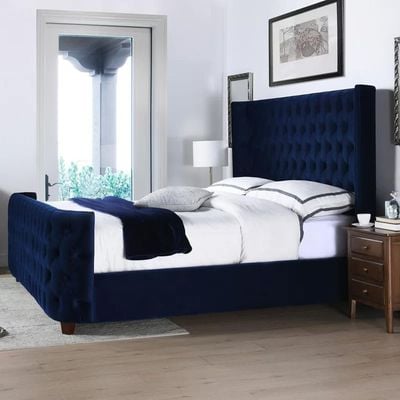 Jennifer Brooklyn Tufted Headboard 200X200 Super King  Bed /Navy Blue