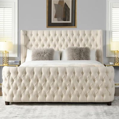 Jennifer Brooklyn Tufted Headboard 200X200 Super King  Bed /Beige