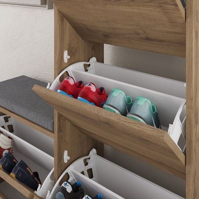 Mourah Dude Bench & Shoe Cabinet - 16 Pairs - Hitit - 2 Years Warranty