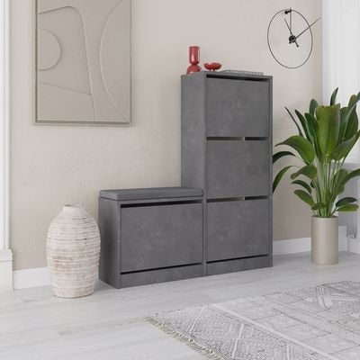 Mourah Dude Bench & Shoe Cabinet - 16 Pairs - Retro Grey - 2 Years Warranty