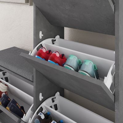 Dude Bench & Shoe Cabinet - 16 pairs - Retro Grey - 2 Years Warranty