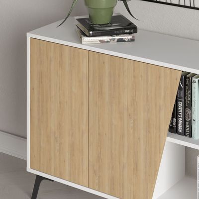 Mourah Fiona Console 180 Cm - White/Oak - 2 Years Warranty