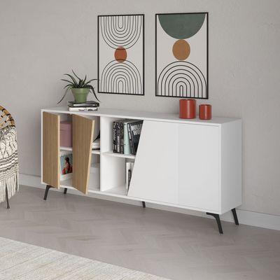 Mourah Fiona Console 180 Cm - White/Oak - 2 Years Warranty