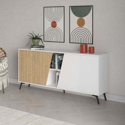 Mourah Fiona Console 180 Cm - White/Oak - 2 Years Warranty