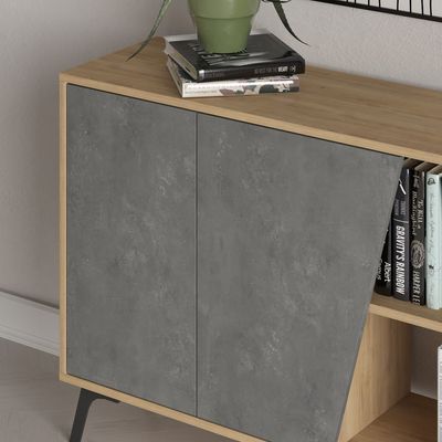 Mourah Fiona Console 180 Cm - Oak/Retro Grey - 2 Years Warranty