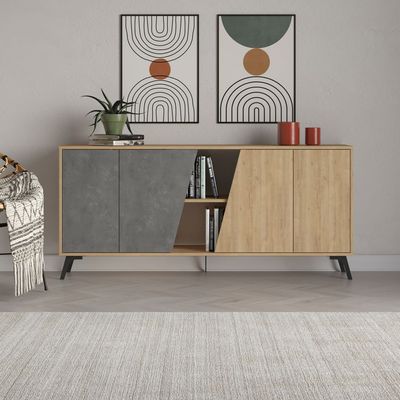 Mourah Fiona Console 180 Cm - Oak/Retro Grey - 2 Years Warranty