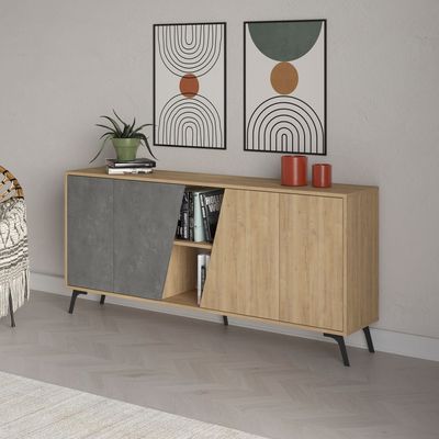 Mourah Fiona Console 180 Cm - Oak/Retro Grey - 2 Years Warranty