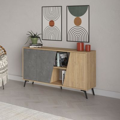 Mourah Fiona Console 150 Cm - Oak/Retro Grey - 2 Years Warranty