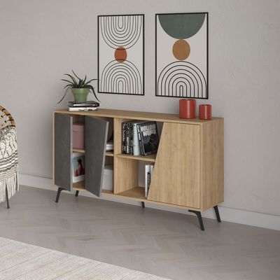 Mourah Fiona Console 150 Cm - Oak/Retro Grey - 2 Years Warranty