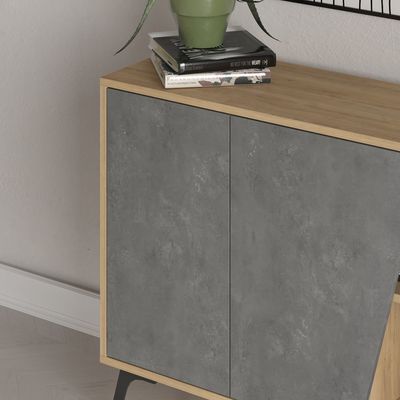 Mourah Fiona Console 150 Cm - Oak/Retro Grey - 2 Years Warranty