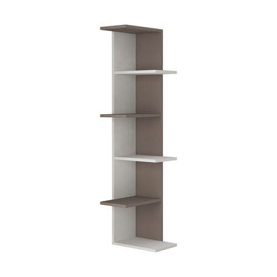 Mourah Saso Corner Bookcase - White/Light Mocha - 2 Years Warranty