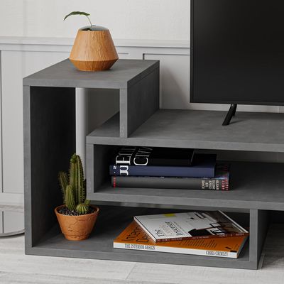 Mourah Tetra Tv Stand Up To 43 Inches With Storage - Retro Grey - 2 Years Warranty