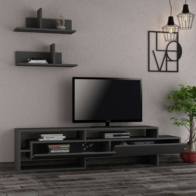 Gara TV Unit Up To 60 Inches With Storage - Anthracite - 2 Years Warranty