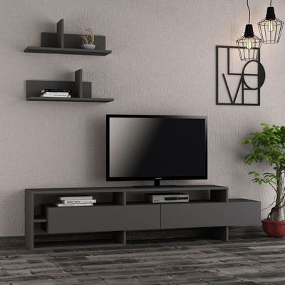 Mourah Gara TV Unit Up To 60 Inches With Storage - Anthracite - 2 Years Warranty