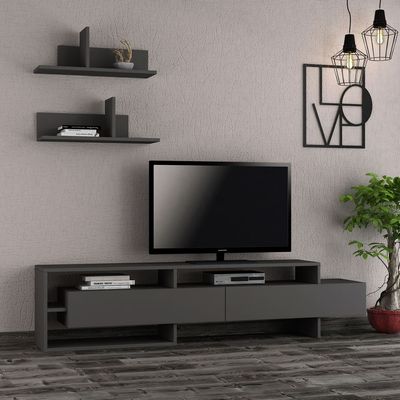 Gara TV Unit Up To 60 Inches With Storage - Anthracite - 2 Years Warranty