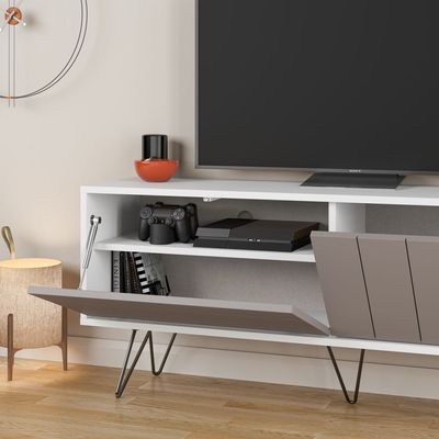 Mourah Picadilly Tv Stand Up To 55 Inches With Storage - White/Light Mocha - 2 Years Warranty