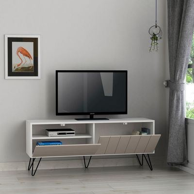 Mourah Picadilly Tv Stand Up To 55 Inches With Storage - White/Light Mocha - 2 Years Warranty