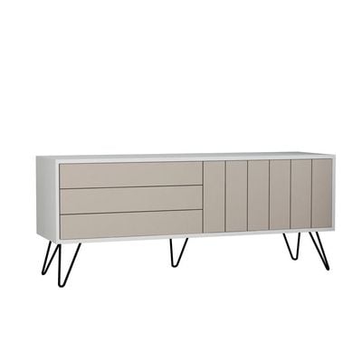 Mourah Picadilly Tv Stand Up To 55 Inches With Storage - White/Light Mocha - 2 Years Warranty