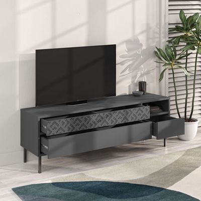 Heaton Tv Stand Up To 60 Inches With Storage - Anthracite - 2 Years Warranty