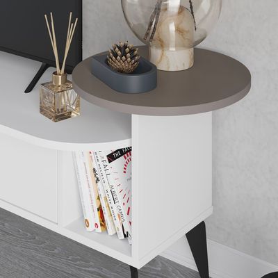 Mourah Ada Tv Stand Up To 60 Inches With Storage - White/Light Mocha - 2 Years Warranty