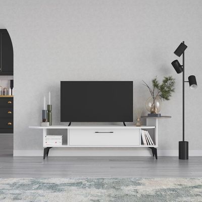 Ada TV Stand Up To 60 Inches With Storage - White/Light Mocha - 2 Years Warranty