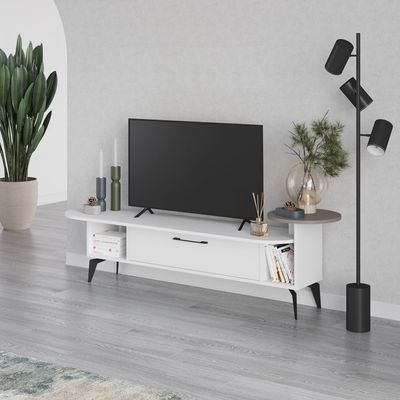 Mourah Ada Tv Stand Up To 60 Inches With Storage - White/Light Mocha - 2 Years Warranty