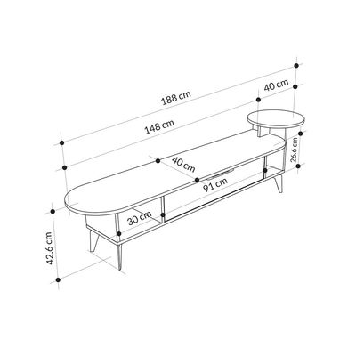 Mourah Ada Tv Stand Up To 60 Inches With Storage - White/Light Mocha - 2 Years Warranty