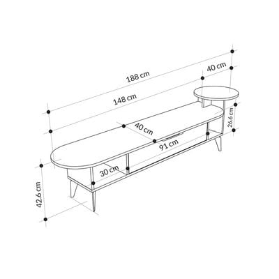 Mourah Ada Tv Stand Up To 60 Inches With Storage - Hitit/White - 2 Years Warranty