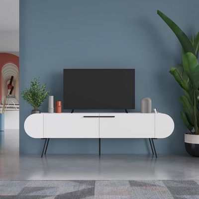 Capsule TV Stand Up To 65 Inches With Storage - White - 2 Years Warranty