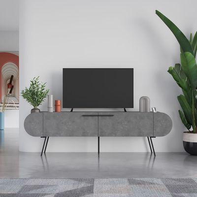 Mourah Capsule Tv Stand Up To 65 Inches With Storage - Retro Grey - 2 Years Warranty